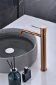 bateria umywalkowa wysoka, bateria umywalkowa stojąca, bateria umywalkowa stojąca wysoka, szczotkowana miedź,  detale, wykończenie, nowoczesny design, imex