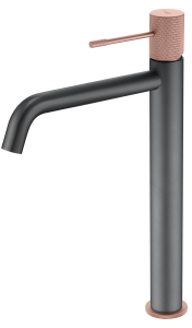 Line | Bateria umywalkowa stojąca wysoka matt gray & champagne