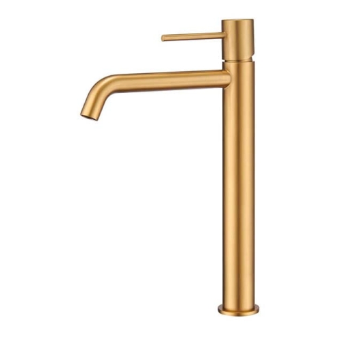 bateria umywalkowa wysoka, bateria umywalkowa stojąca, bateria umywalkowa stojąca wysoka, szczotkowane złoto, nowoczesny design, imex