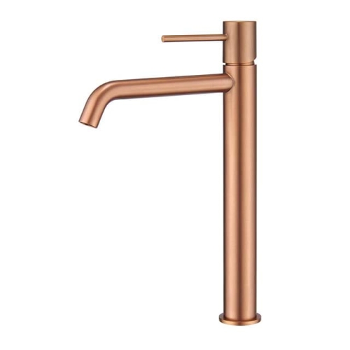 bateria umywalkowa wysoka, bateria umywalkowa stojąca, bateria umywalkowa stojąca wysoka, szczotkowana miedź, nowoczesny design, imex
