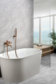 bateria wannowa, bateria wannowa ścienna, bateria z kompletem natryskowym, szczotkowana miedź, nowoczesny design, imex