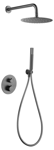 System prysznicowy podtynkowy, system prysznicowy termostatyczny, czarny metal, nowoczesny design, imex