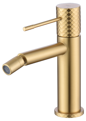 bateria bidetowa, bateria bidetowa stojąca, szczotkowane złoto, nowoczesny design, imex