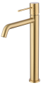 bateria umywalkowa wysoka, bateria umywalkowa stojąca, bateria umywalkowa stojąca wysoka, szczotkowane złoto, nowoczesny design, imex