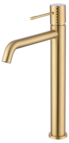 bateria umywalkowa wysoka, bateria umywalkowa stojąca, bateria umywalkowa stojąca wysoka, szczotkowane złoto, nowoczesny design, imex